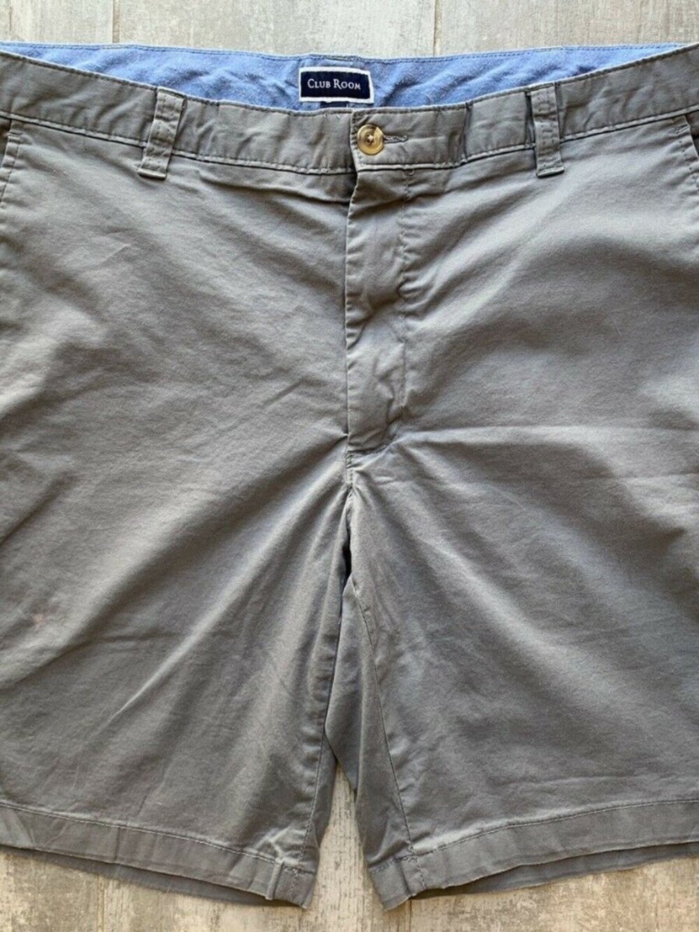 $60 CLUB ROOM Gray Cotton Flat Front Shorts Mens Chino Bermuda Golf Classic 38
